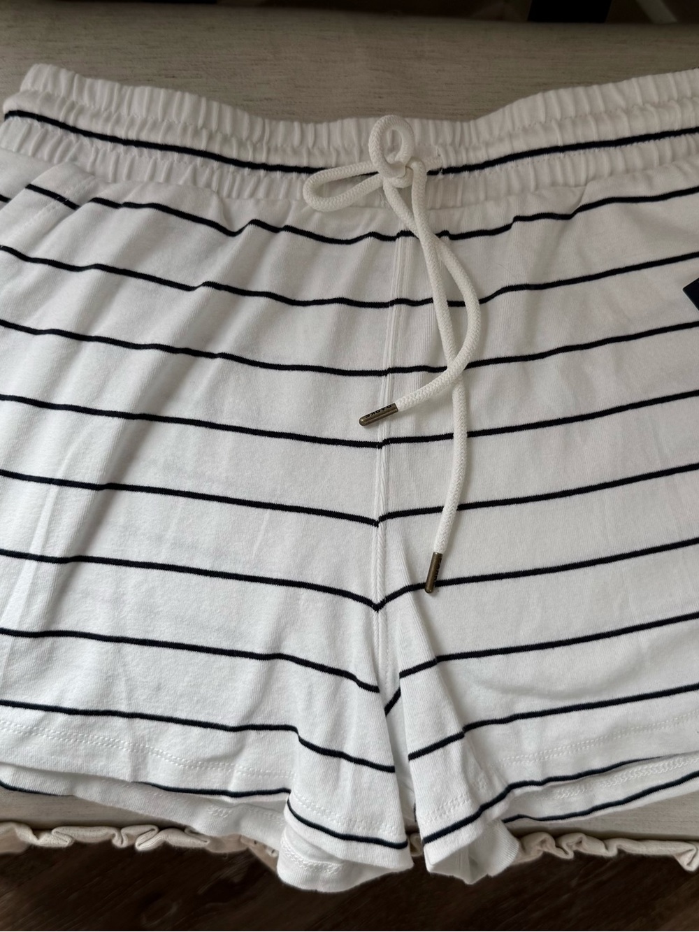 Parke X Target-Women’s White and Navy-Soft Striped Drawstring Shorts